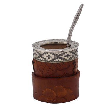 Maté Impérial Premium Marron — Labrado "Mosaïque" (270–280 ml) - El Gaucho