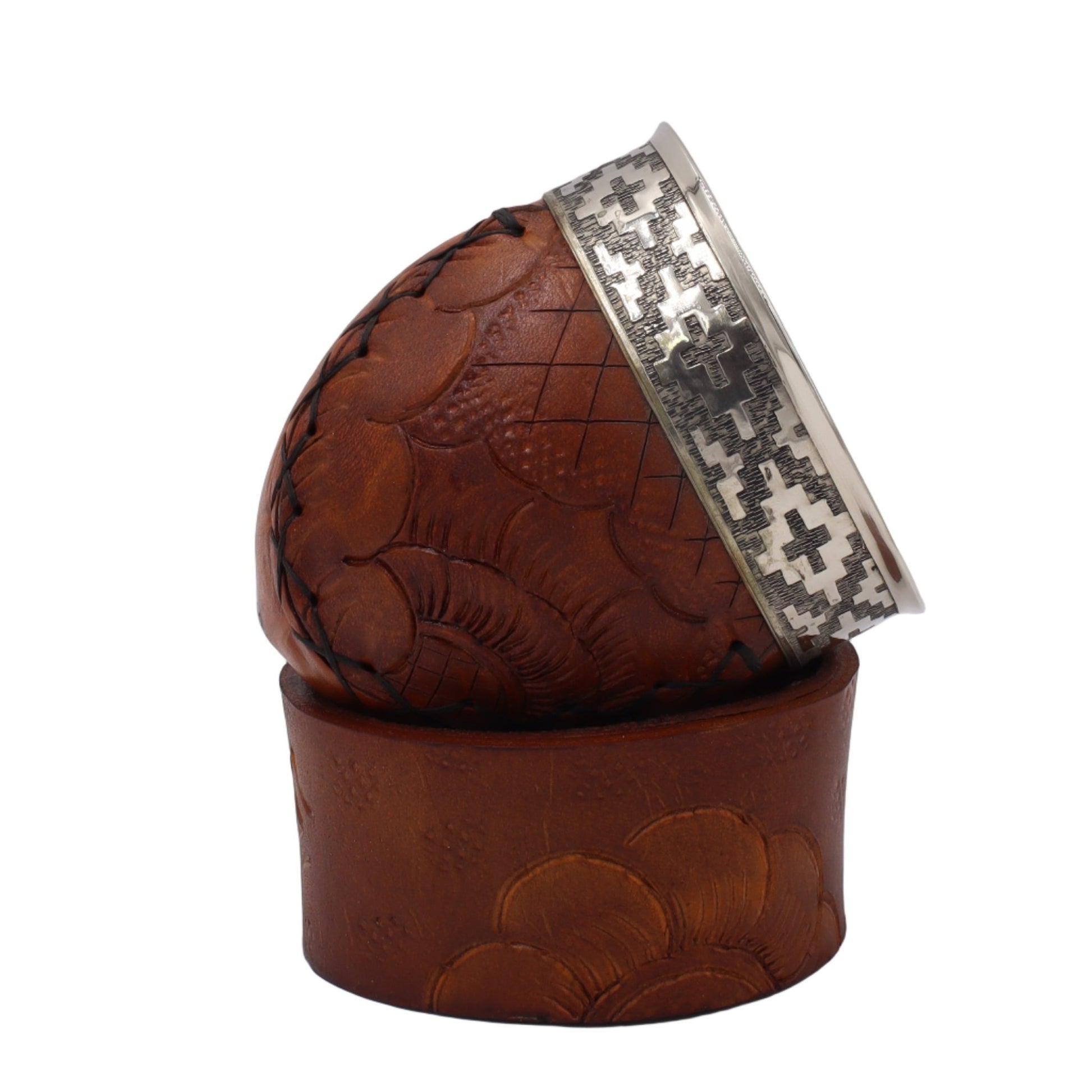 Maté Impérial Premium Marron — Labrado "Mosaïque" (270–280 ml) - El Gaucho