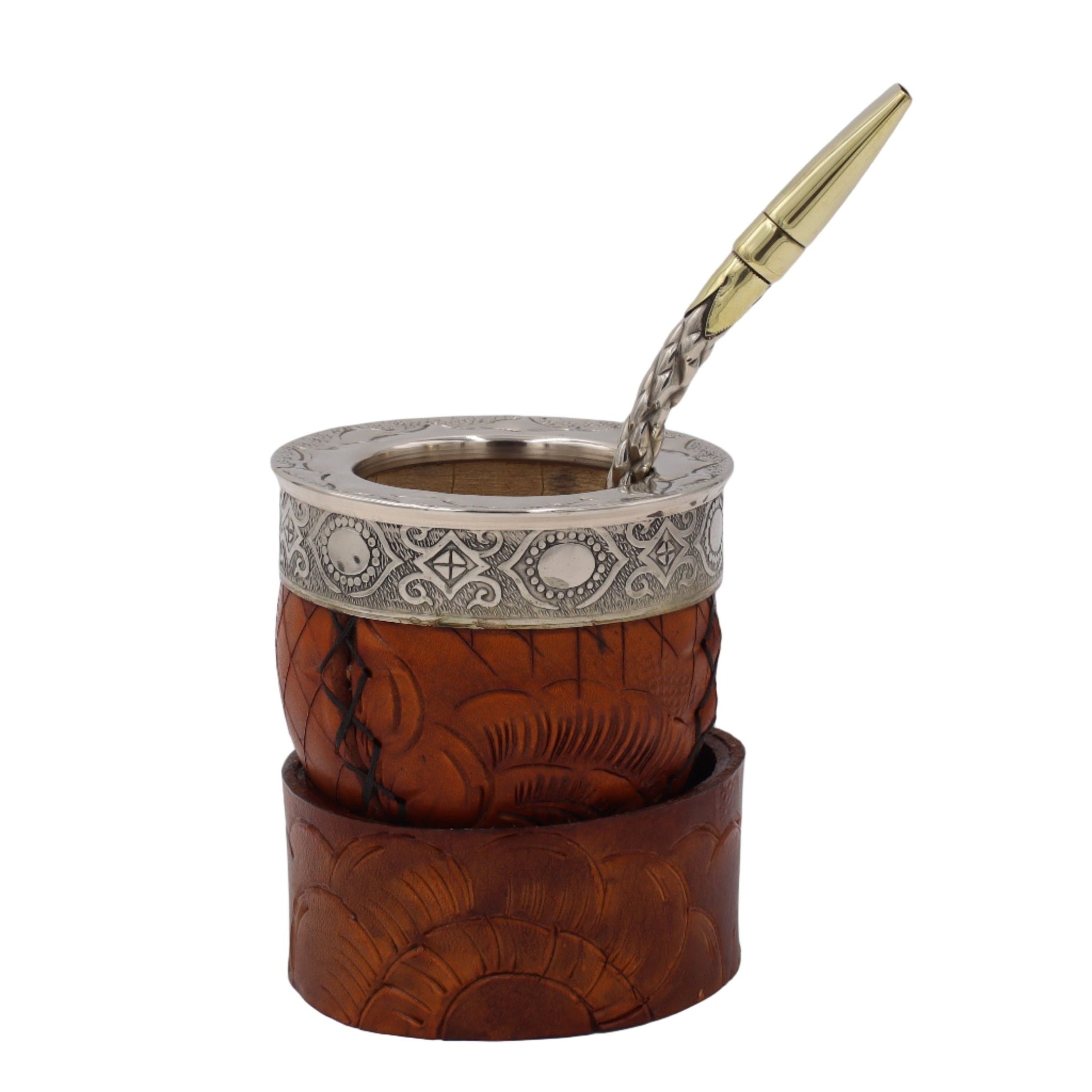 Maté Impérial Premium Marron — Labrado "Mosaïque" (270–280 ml) - El Gaucho