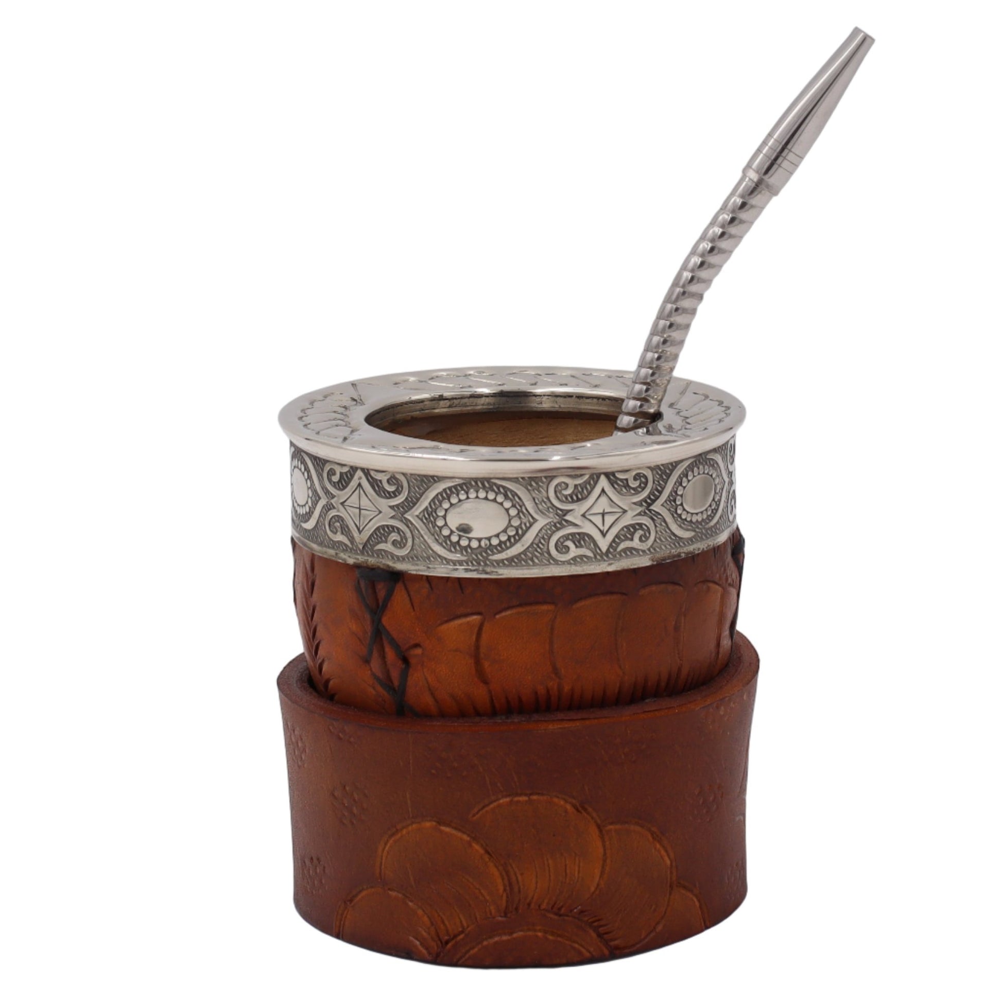 Maté Impérial Premium Marron — Labrado "Tressage & Lianes" (270–280 ml) - El Gaucho