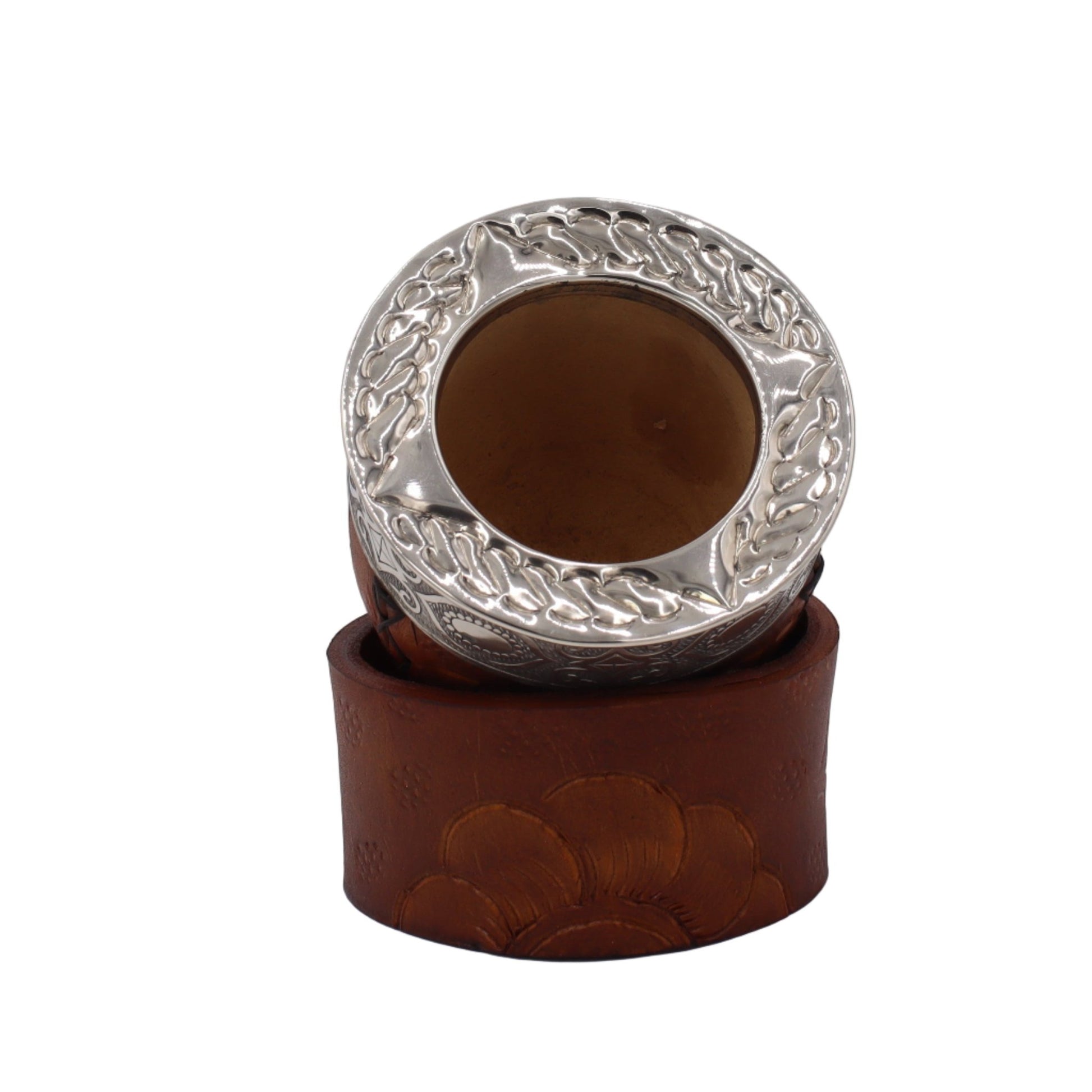 Maté Impérial Premium Marron — Labrado "Tressage & Lianes" (270–280 ml) - El Gaucho