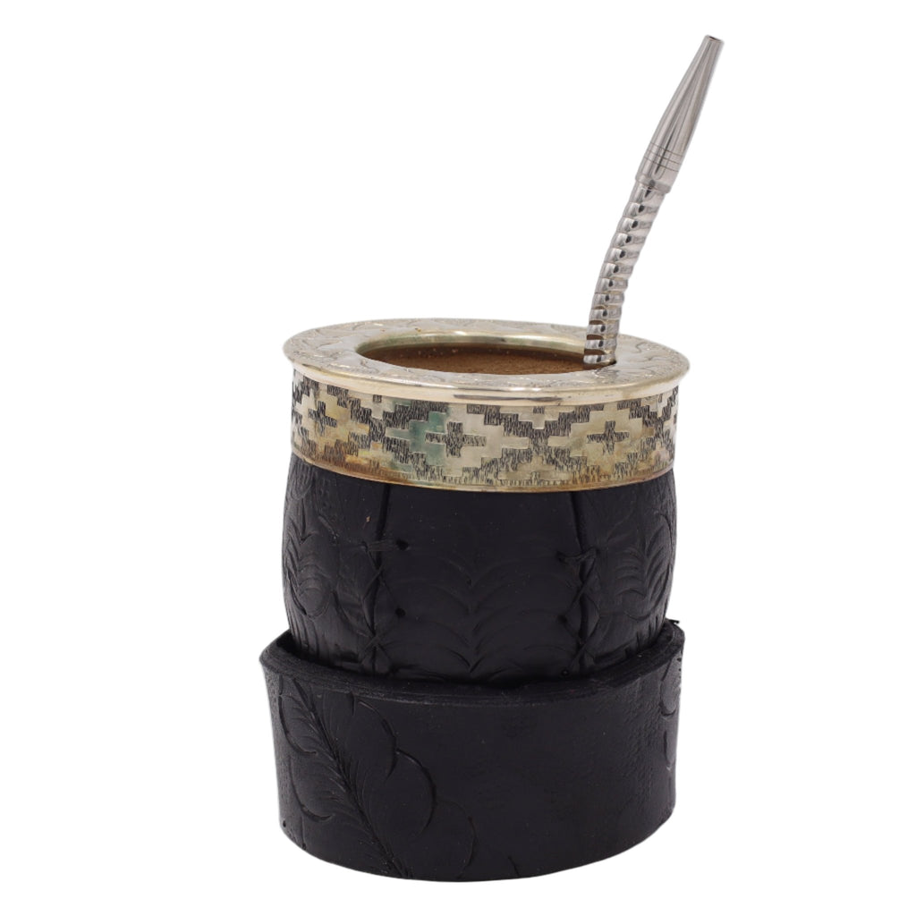 Maté Impérial Premium Marron — Labrado "Vagues & Mouvement" (270–280 ml) - El Gaucho