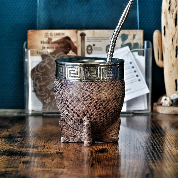 Maté Impérial Serpent Cacao — Double Cuir & Cinta Grecque