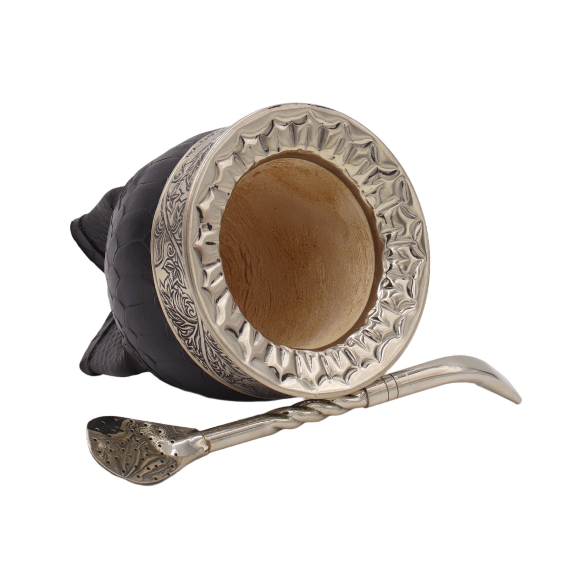 Mate Imperial Serpent - Calebasse Cuir Embossé Alpaca - El Gaucho une vraie tradition