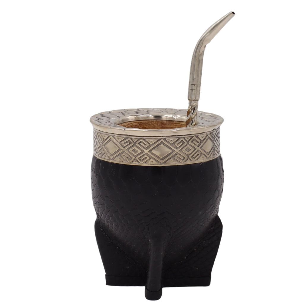 Mate Imperial Serpent - Calebasse Cuir Embossé Alpaca - El Gaucho une vraie tradition