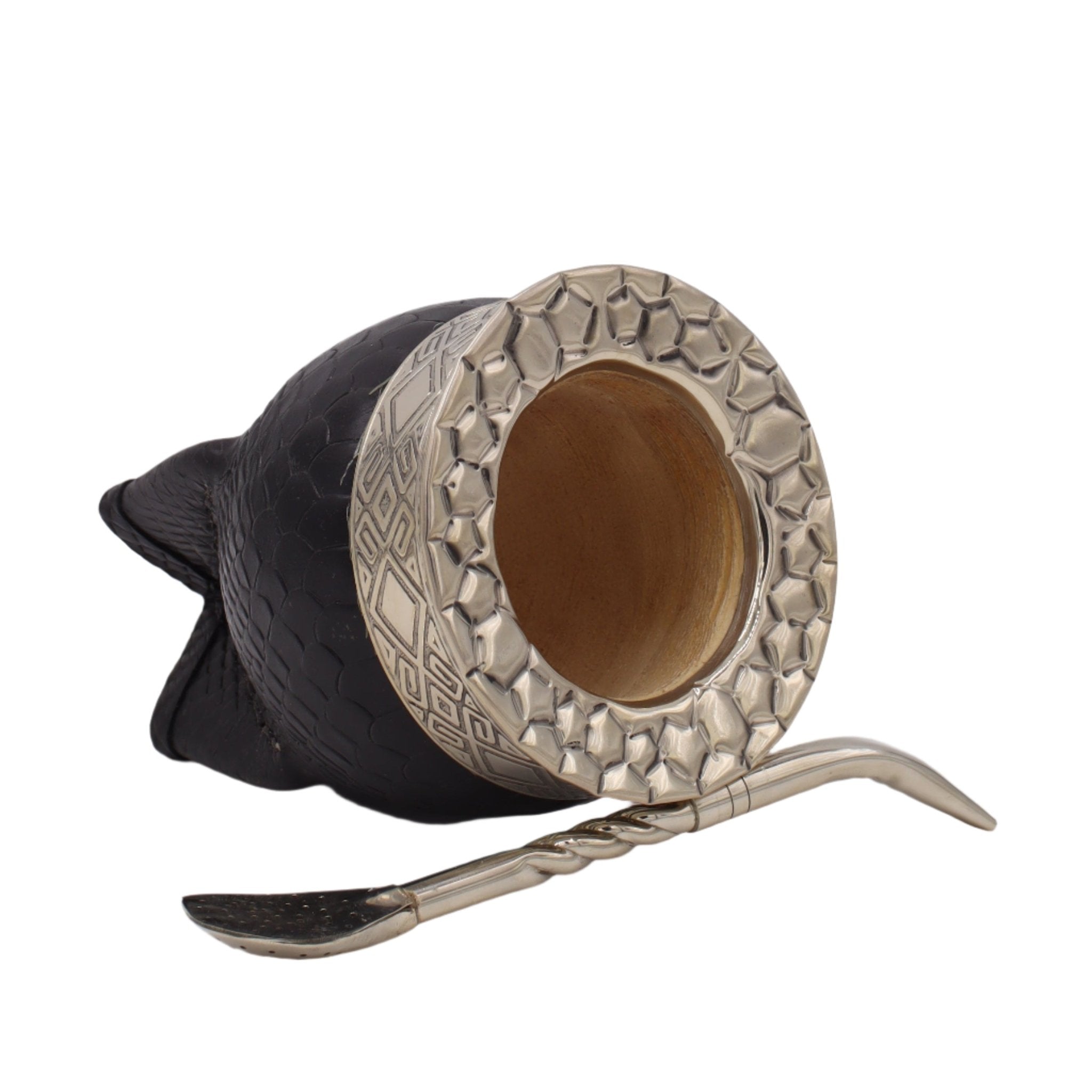 Mate Imperial Serpent - Calebasse Cuir Embossé Alpaca - El Gaucho une vraie tradition