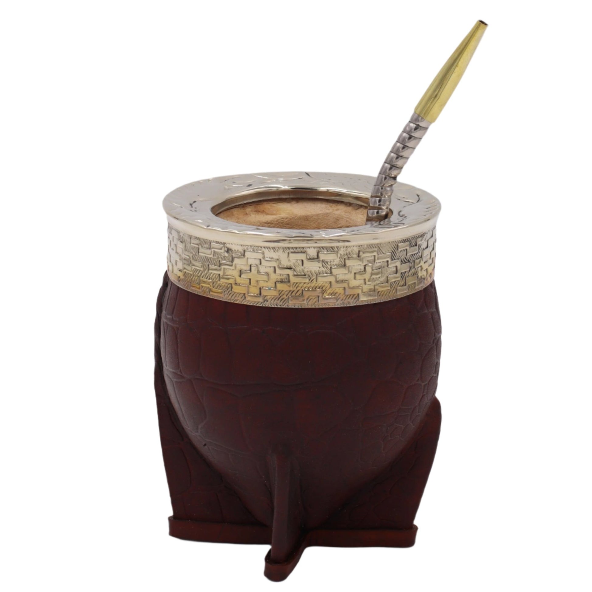 Mate Imperial Uruguayo - Cuir Croco Alpaca Ciselé - El Gaucho une vraie tradition