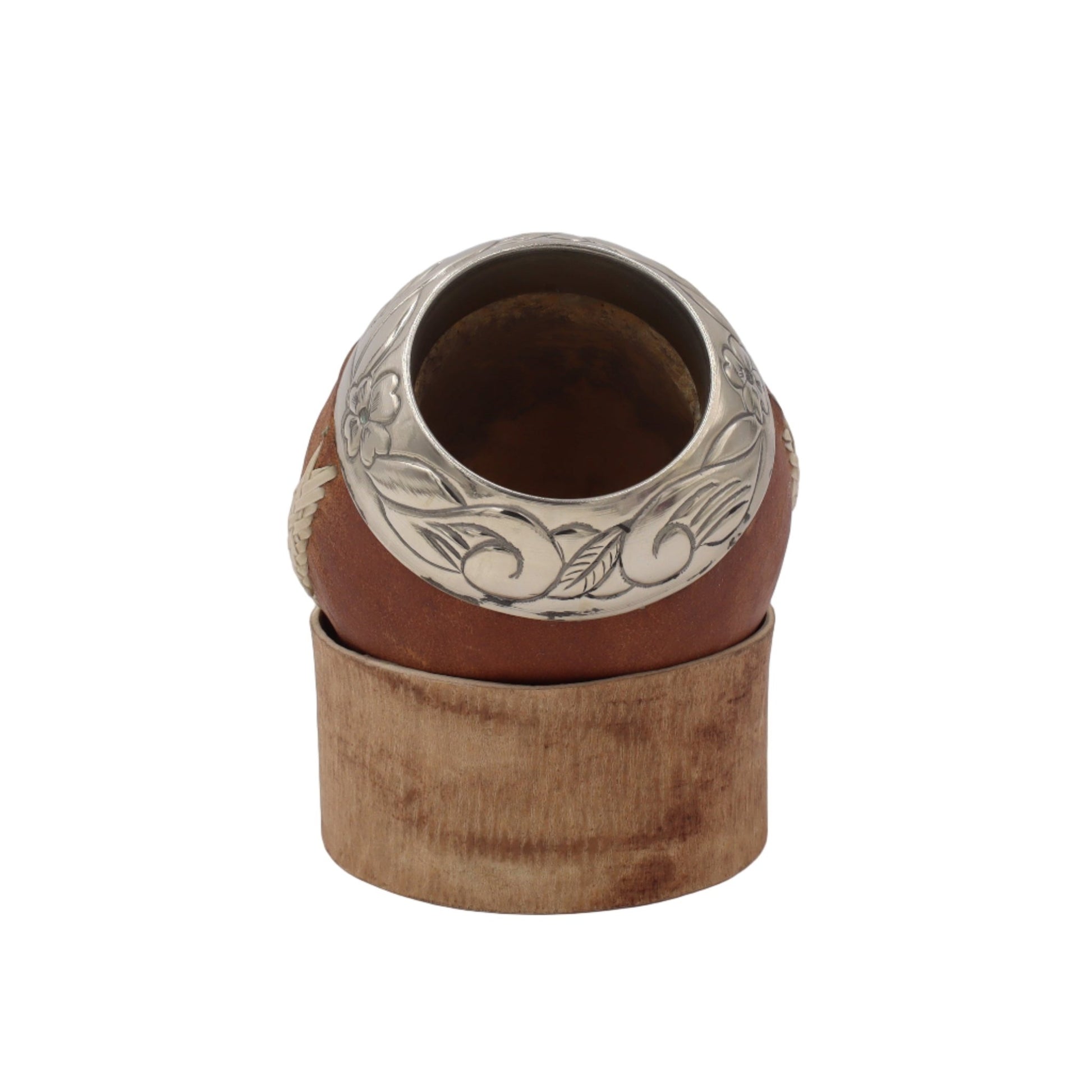 Maté Torpedo "El Patrón" — Cuir de Chèvre Tressé & Virole Ciselée - El Gaucho