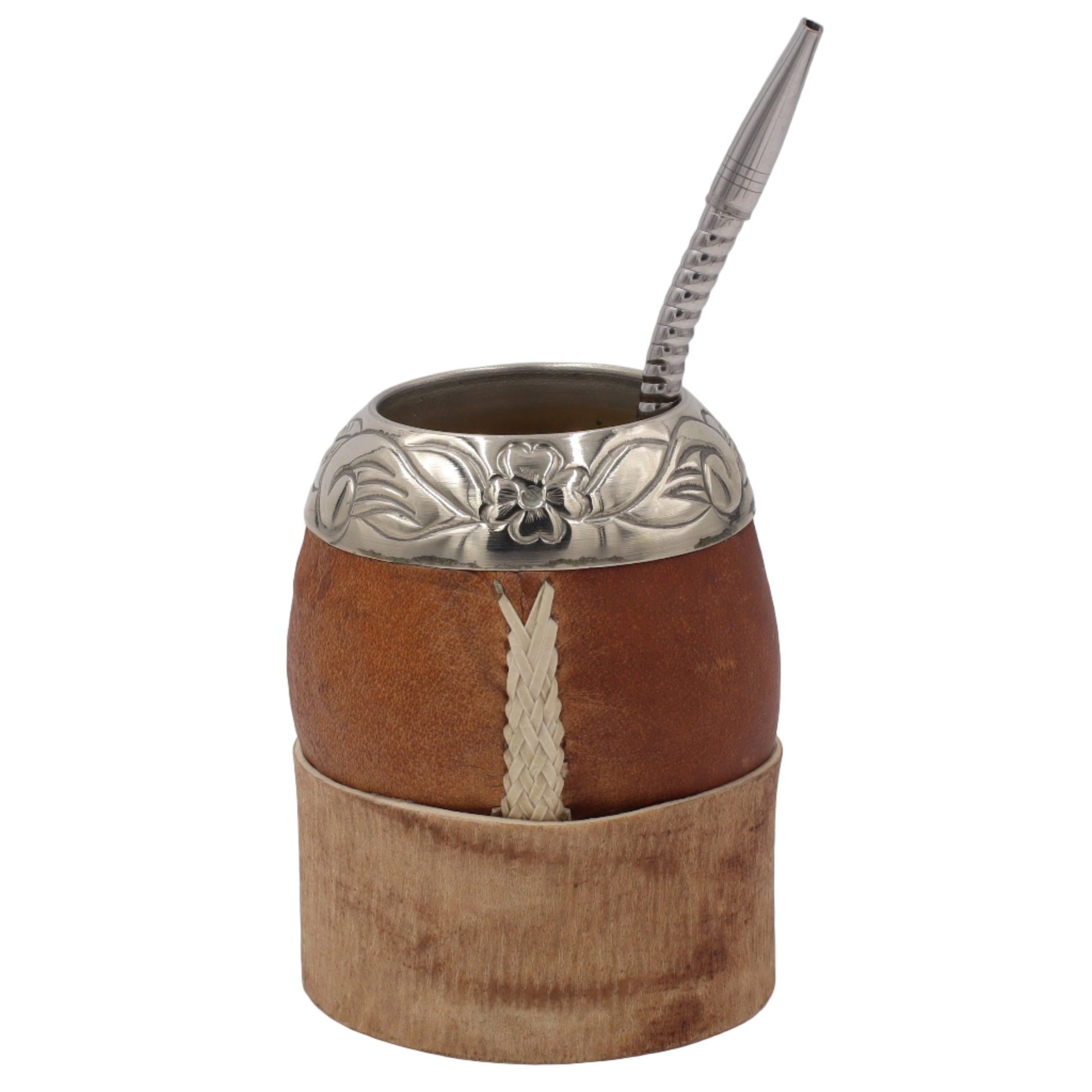 Maté Torpedo "El Patrón" — Cuir de Chèvre Tressé & Virole Ciselée - El Gaucho