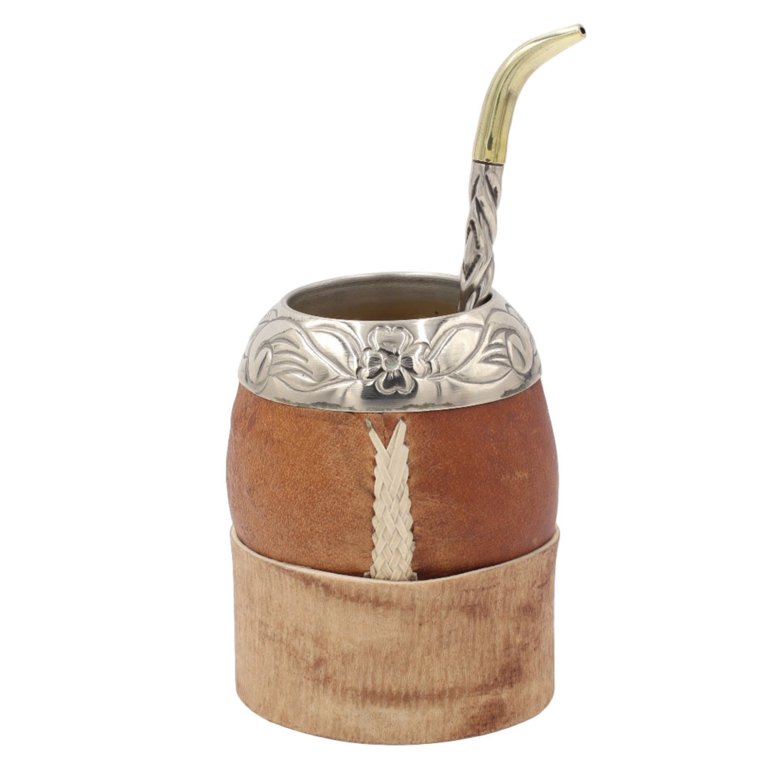 Maté Torpedo "El Patrón" — Cuir de Chèvre Tressé & Virole Ciselée - El Gaucho