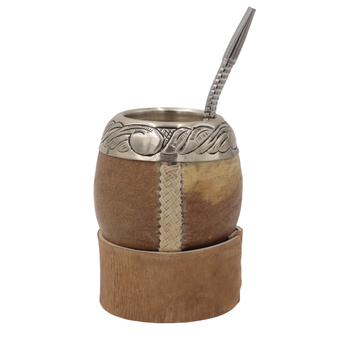 Maté Torpedo "Maestría" — Cuir Brut, Tiento & Virole Ciselée Mai - El Gaucho