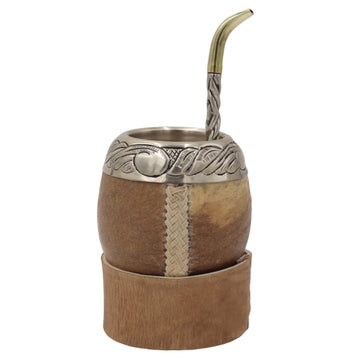 Maté Torpedo "Maestría" — Cuir Brut, Tiento & Virole Ciselée Mai - El Gaucho