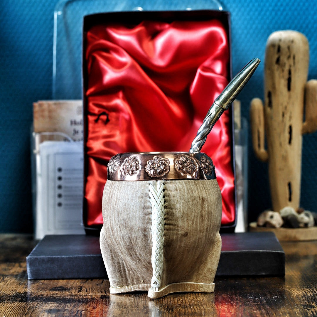 Maté Torpedo « Orfebre » N°3 avec la bombilla inox offerte, coffret en arrière-plan