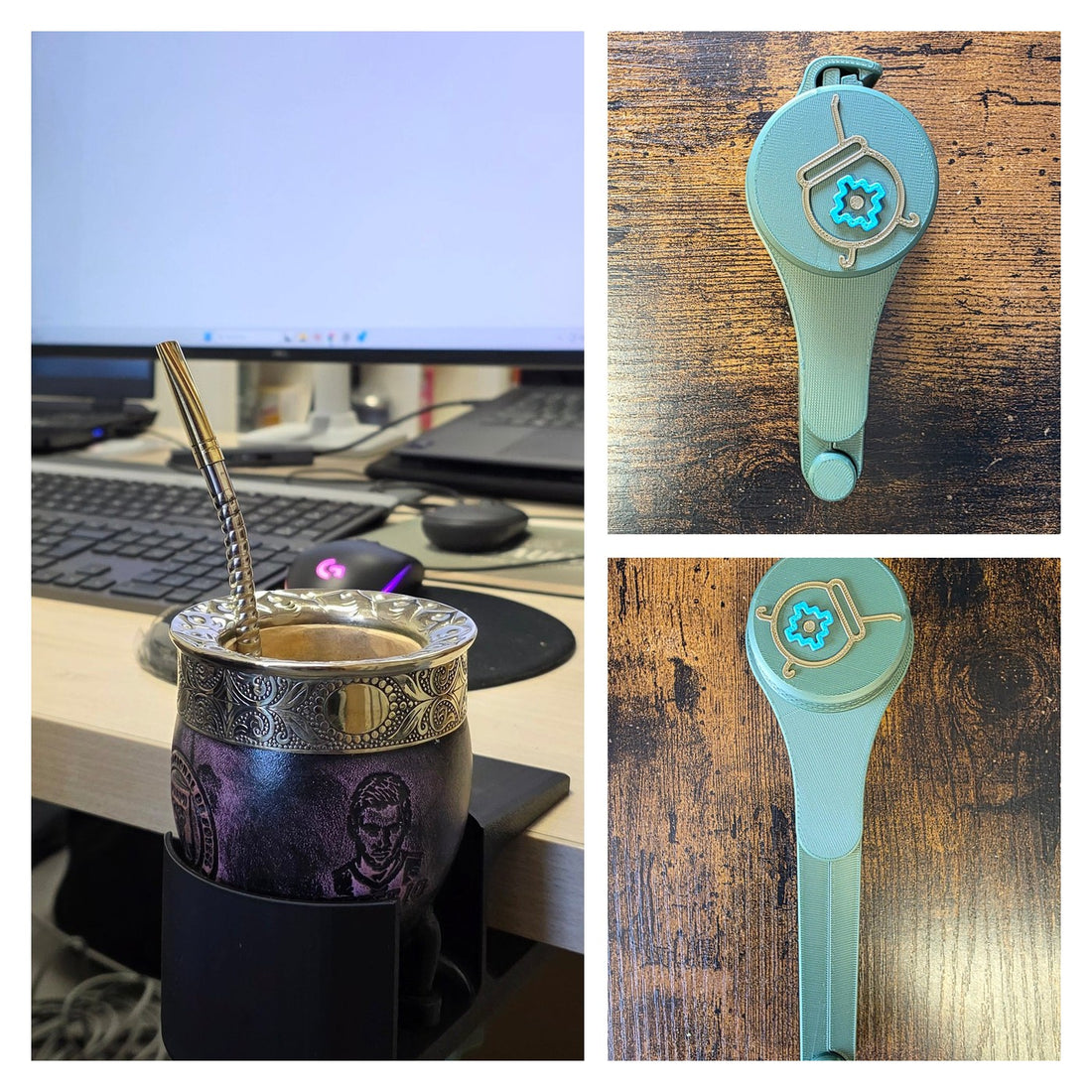 Pack Accessoires Bureau : Porte-Maté 3D et becs verseurs Gaucho 0,5 kg et 1 kg - El Gaucho