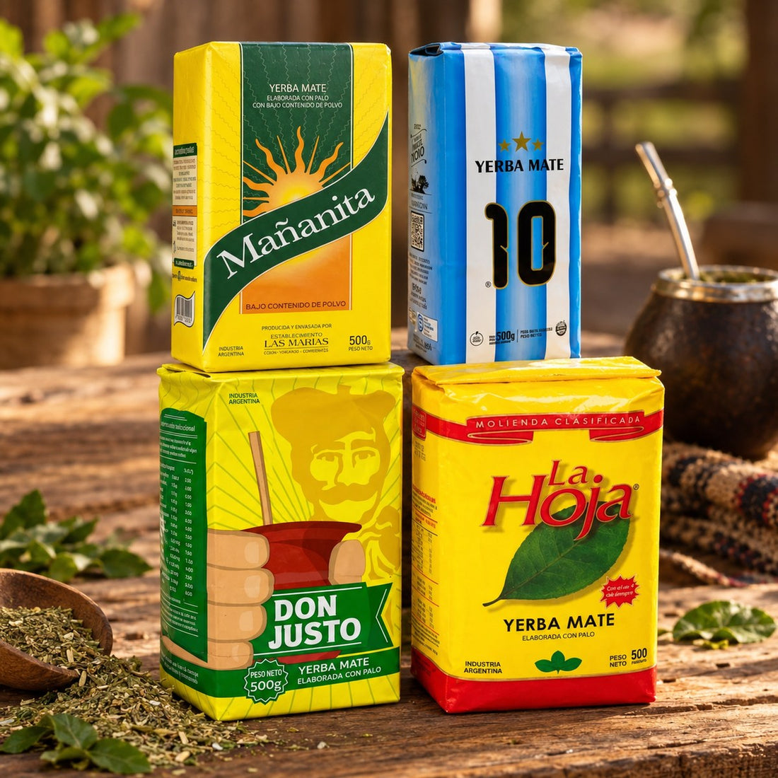 Pack Argentine Classique : les produits du pack mis en scène, yerba maté El Gaucho