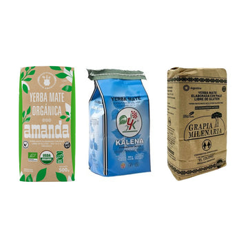 Pack bio : yerbas Amanda Organica, Kalena Despalada et Grapia Milenaria, 500 g chacune