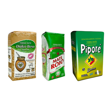 Pack Douceur — Dulce Beso, Mate Rojo Suave & Piporé Suave (1,5 kg) — les paquets inclus dans le pack