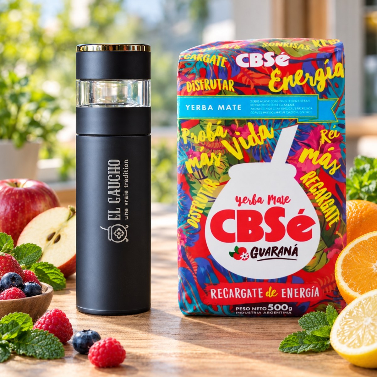 Pack Express Énergie : les produits du pack mis en scène, yerba maté El Gaucho
