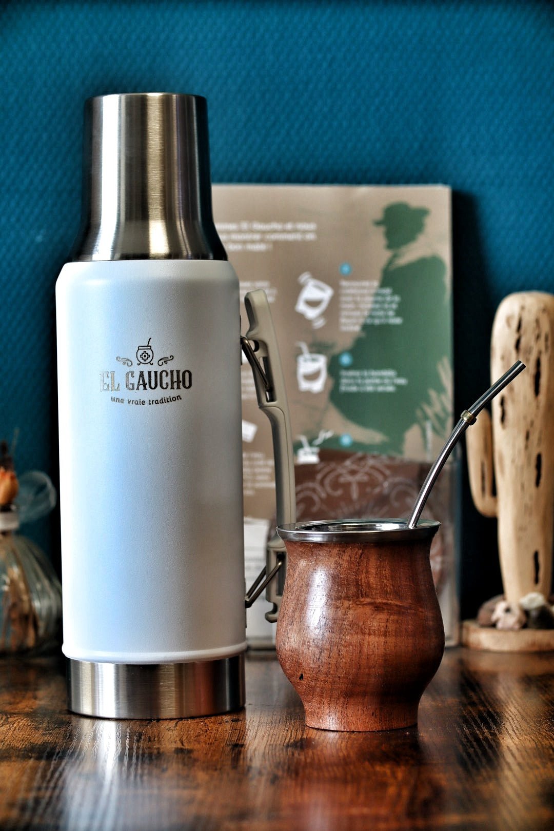 Pack Gaucho Bois Tradition – Mate Caroubier + Thermo 1,2L noir - El Gaucho
