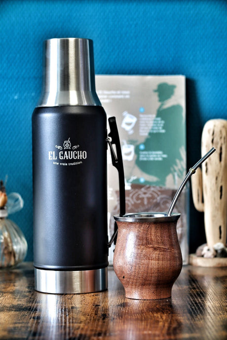 Pack Gaucho Bois Tradition – Mate Caroubier + Thermo 1,2L noir - El Gaucho