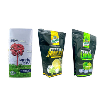 Pack Tereré — Lapacho Rosa Tereré, Barão Ananas & Menthe, Barão Citron & Menthe (1,5 kg) — les paquets inclus dans le pack