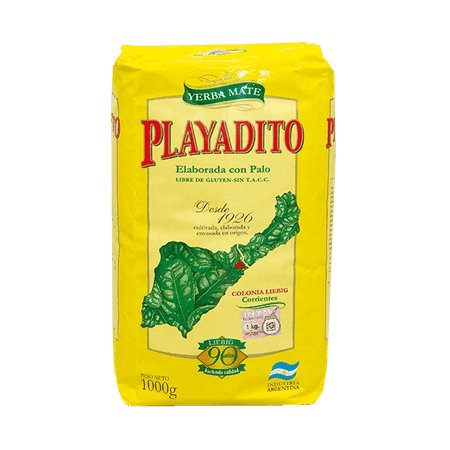 Paquet de yerba mate Playadito disponible en 500g et 1kg, yerba mate argentine traditionnelle con palo de la Coopérative Colonia Liebig