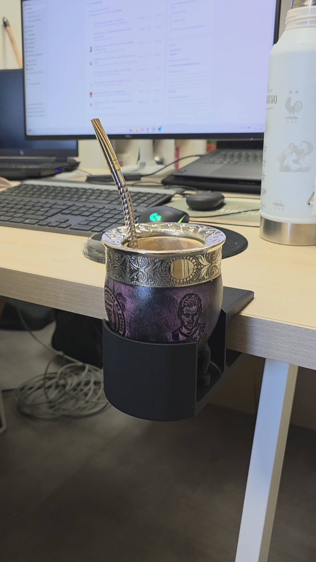 Portavasos para mate 3D – Soporte para fijar al escritorio