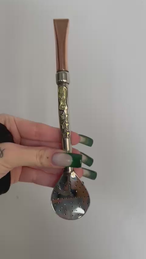 Vidéo présentation bombilla Messi en alpaca et cuivre, applique Coupe du Monde 78-86-22, rotation 360°