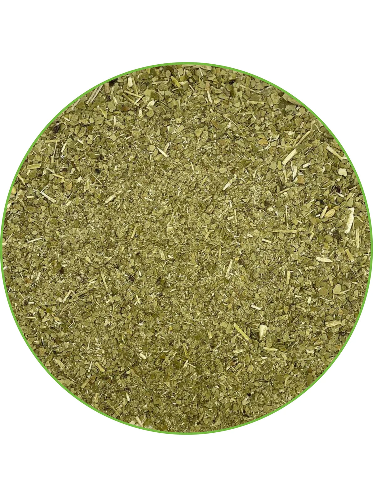 Gros plan de la yerba SARA Extra Suave Azul : coupe très fine, riche en poudre