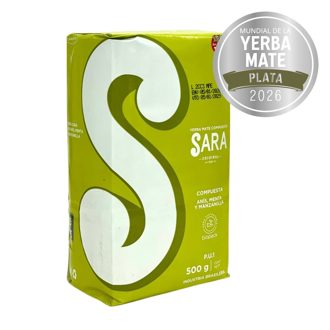 Sara Compuesta Anis, Menthe & Camomille 500g — Médaille d'Argent au Mundial de la Yerba Mate 2026