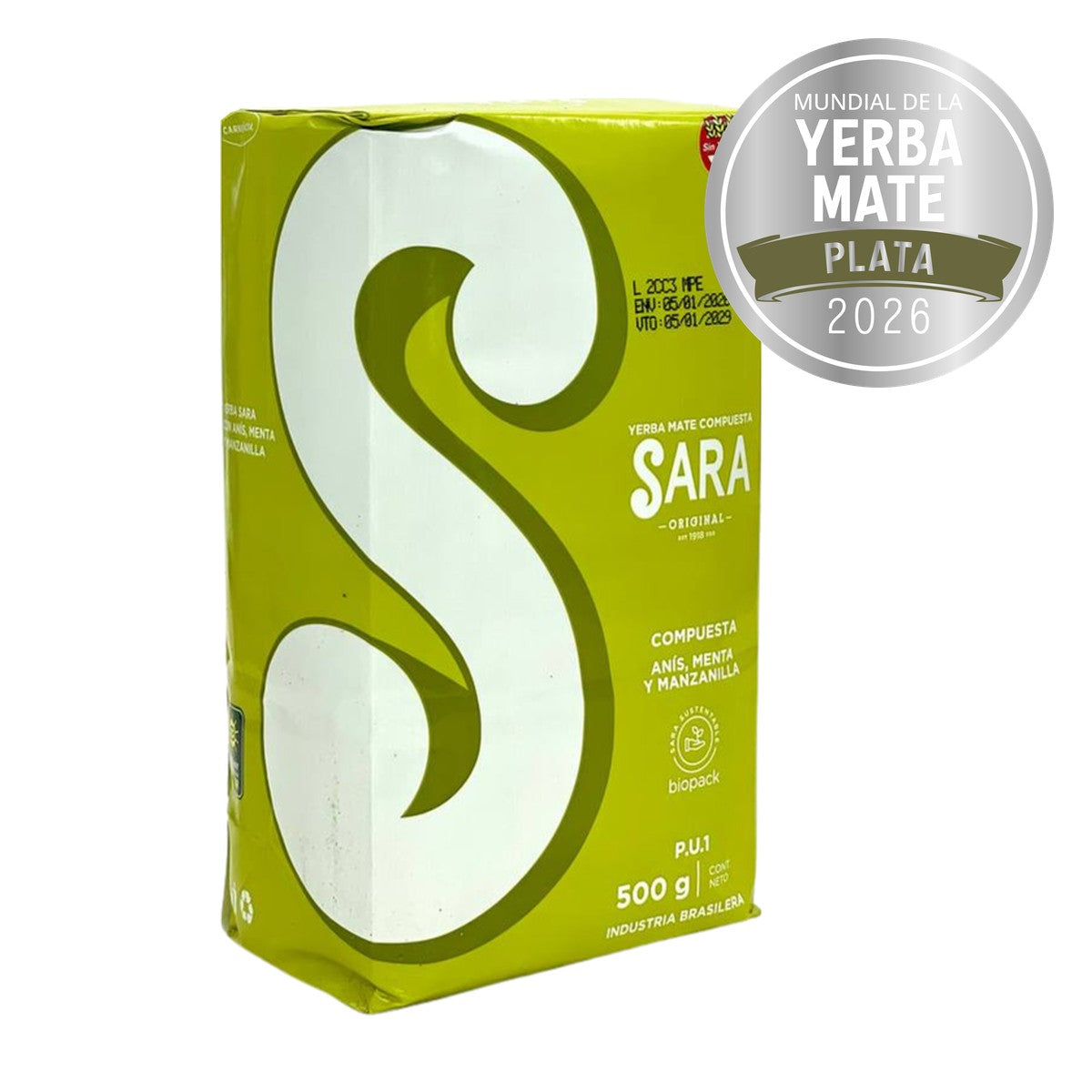 Sara Compuesta Anis, Menthe & Camomille 500g — Médaille d'Argent au Mundial de la Yerba Mate 2026