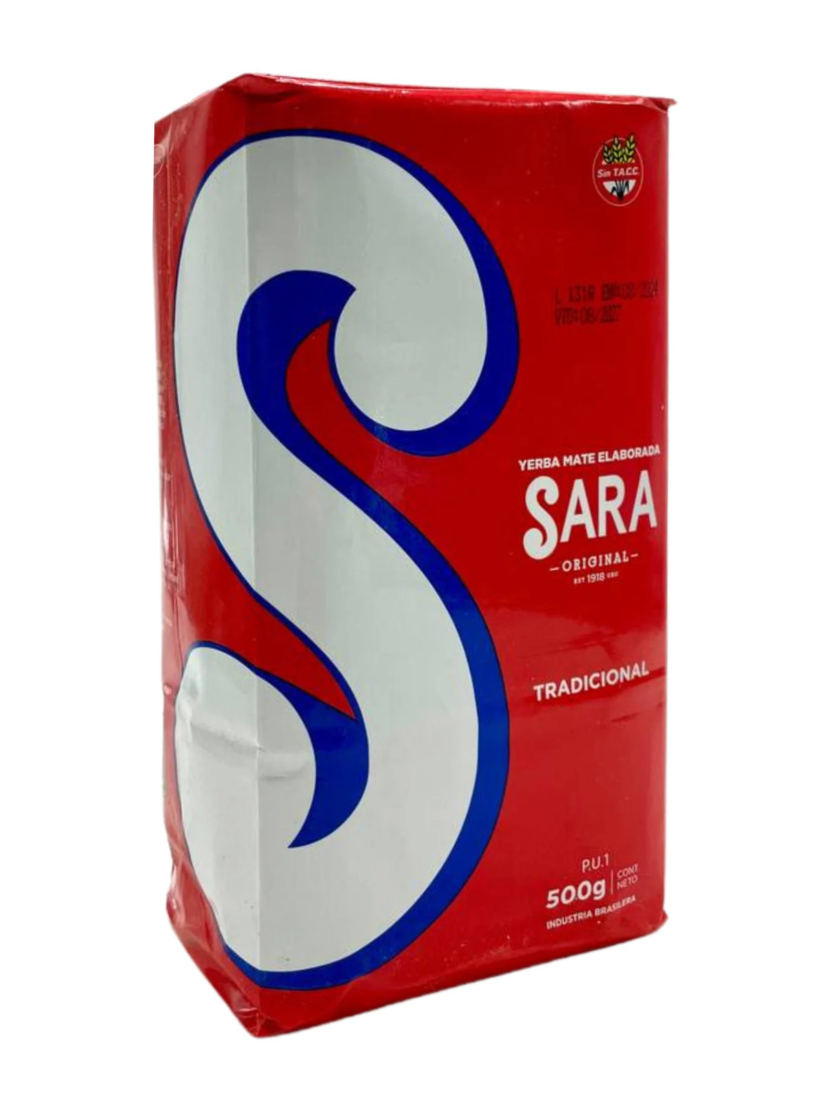 Paquet de yerba maté SARA Roja Tradicional sans palo 500 g
