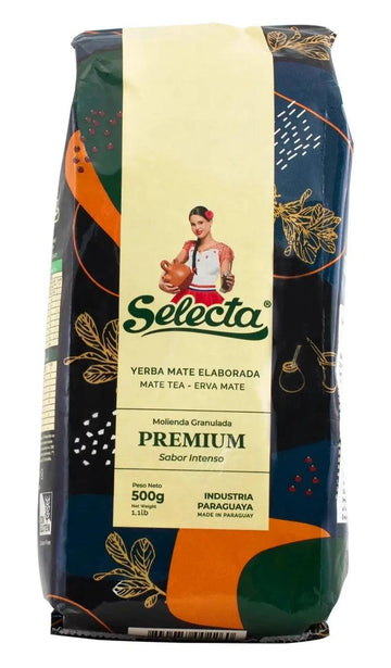 Yerba Mate Selecta Premium 500g. Intensément fumée, typiquement paraguayenne, séchée selon la méthode barbacuá. Origine Paraguay