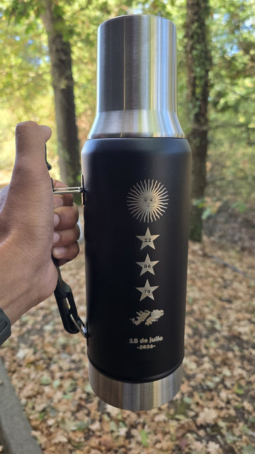 Thermo Gaucho noir grave au laser: soleil de Mai, 3 etoiles et Malvinas