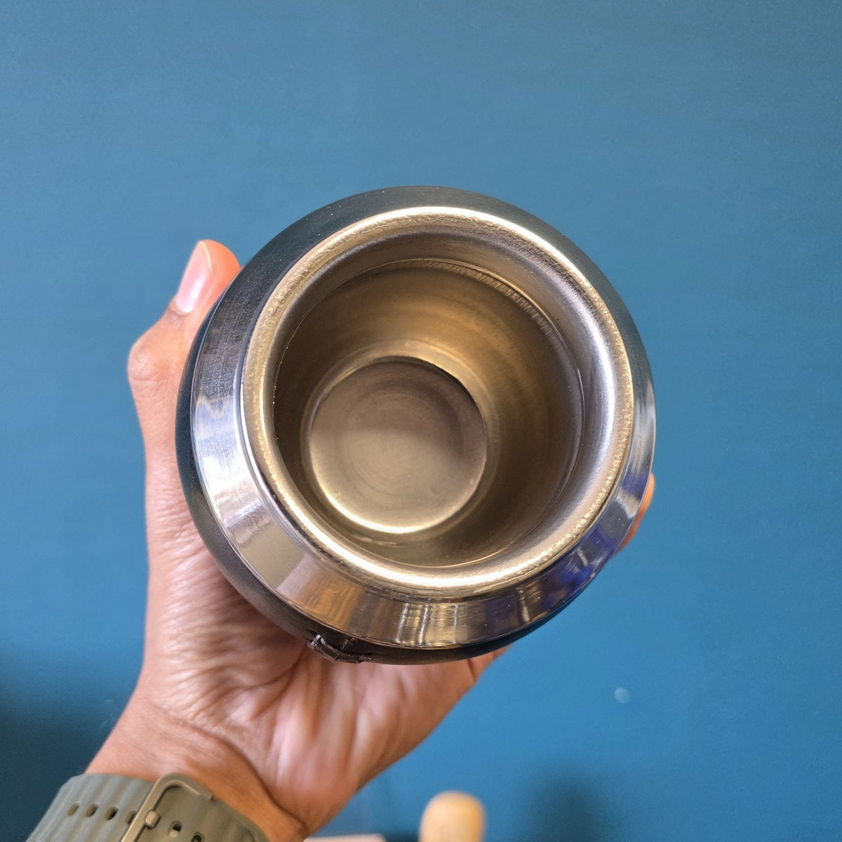 Intérieur inox du Maté Torpedo Deluxe noir, vue de dessus