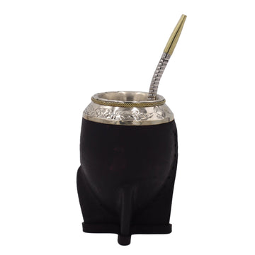 Torpedo Impérial en Cuir Lisse — Virole ciselée & couronne en bronze (250–260 ml) - El Gaucho