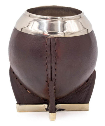 calebasse torpedo uruguayenne premium, virole en alpaca lisse, cuir artisanal