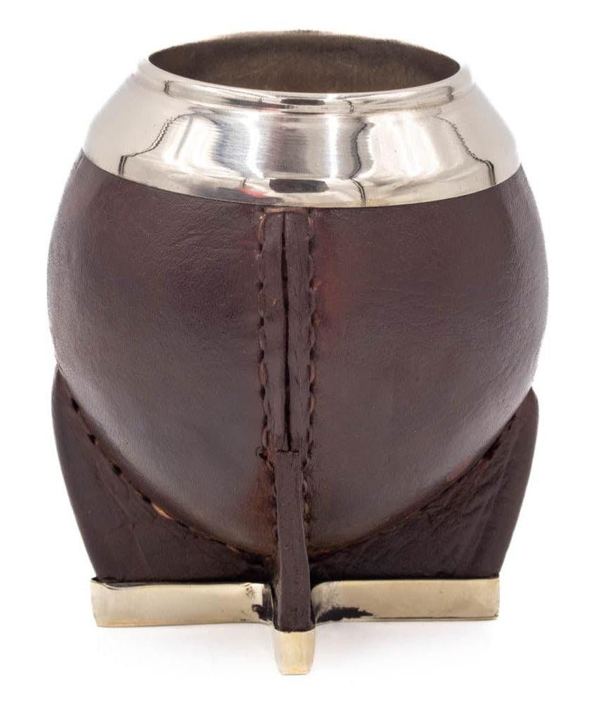 calebasse torpedo uruguayenne premium, virole en alpaca lisse, cuir artisanal