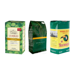 Trio Argentine pour Mate Listo — La Merced Campo Sur, Herencia & Tucanguá (1,5 kg) — les paquets inclus dans le pack
