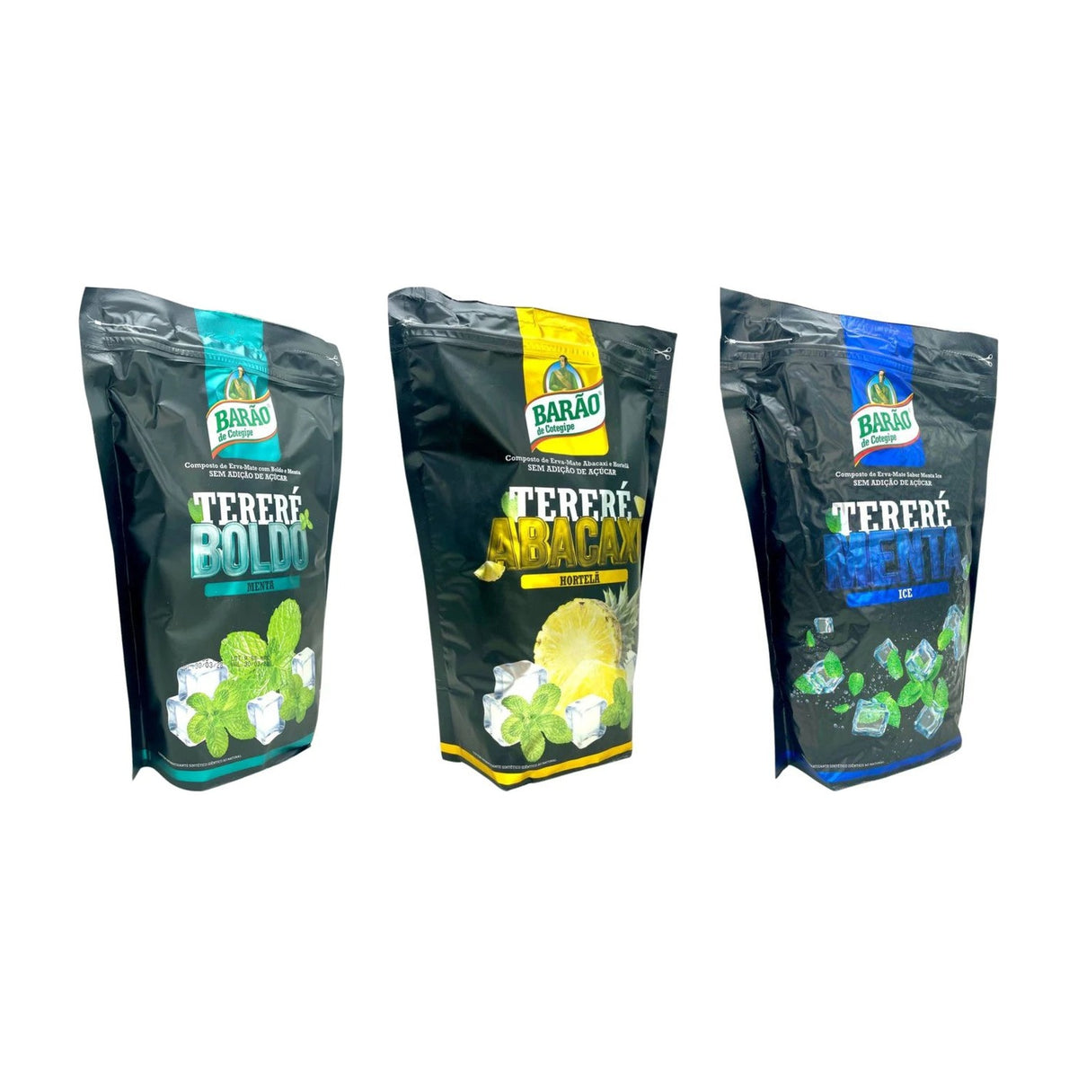 Trio Barão Tereré pour Mate Listo — Menthe & Boldo, Ananas & Menthe, Mint Ice (1,5 kg) — les paquets inclus dans le pack