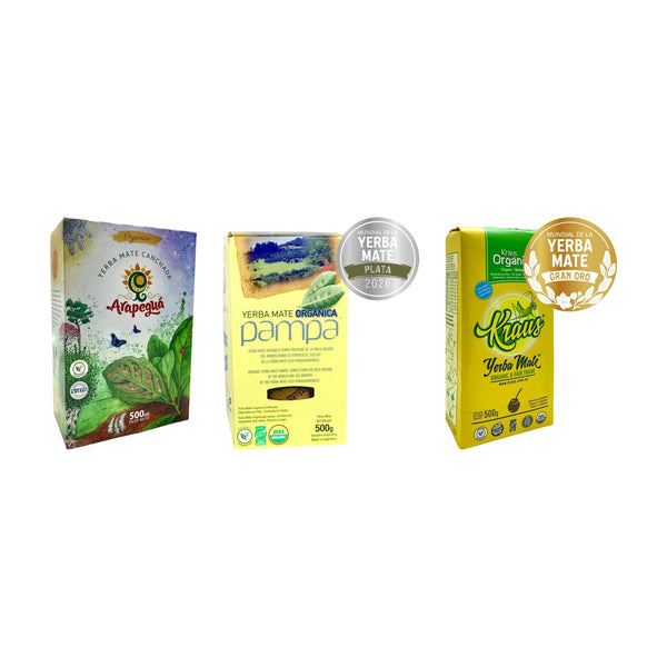 Trio Bio pour Mate Listo — Arapeguá Canchada, Pampa Orgánica & Kraus Orgánica (1,5 kg)