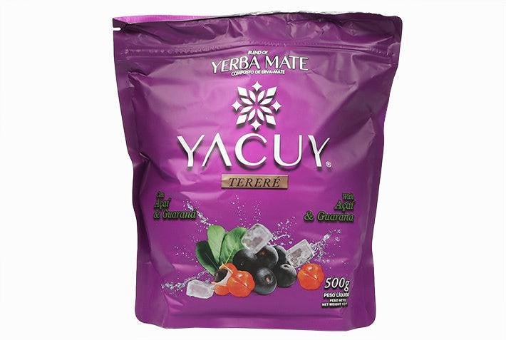 Paquet de yerba mate Yacuy Tereré Energy 500g avec açaí, menthe et guarana, yerba mate brésilienne spéciale tereré énergisante