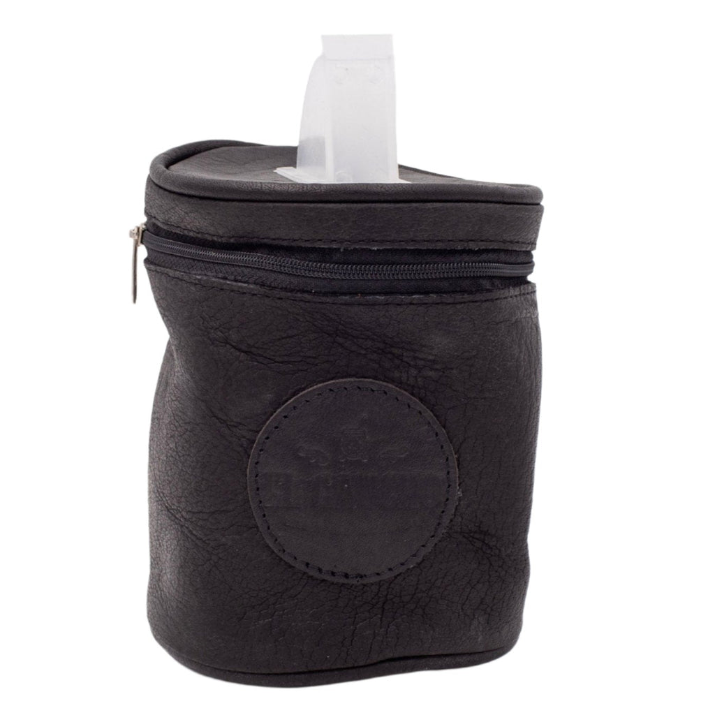 Yerbero Gaucho en cuir de buffle noir grainé forme cylindrique