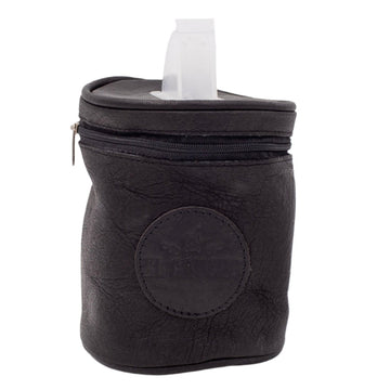 Yerbero Gaucho en cuir de buffle noir grainé forme cylindrique