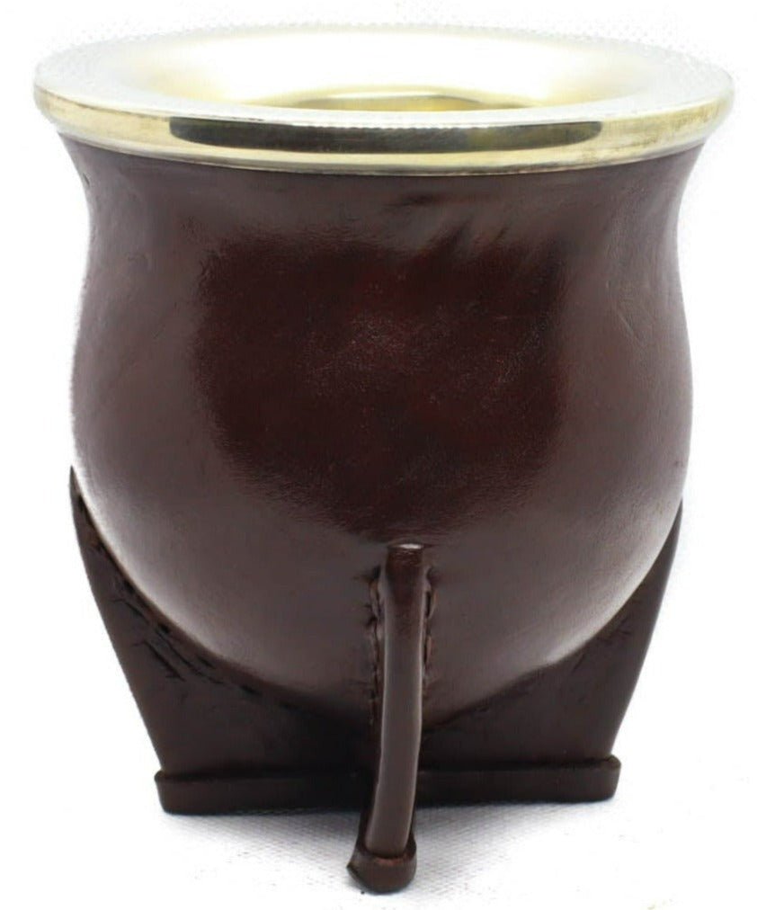 calebasse camionero en cuir artisanal, virole en alpaca lisse, fabrication argentine