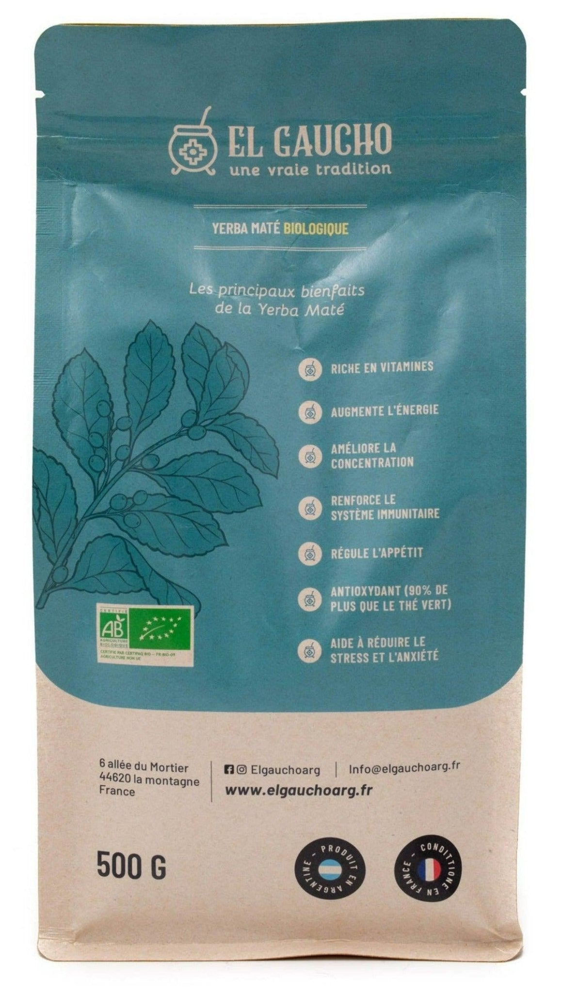 El Gaucho (FR - BIO - 09) - Yerba Maté D'argentine 500g - El Gaucho une vraie tradition