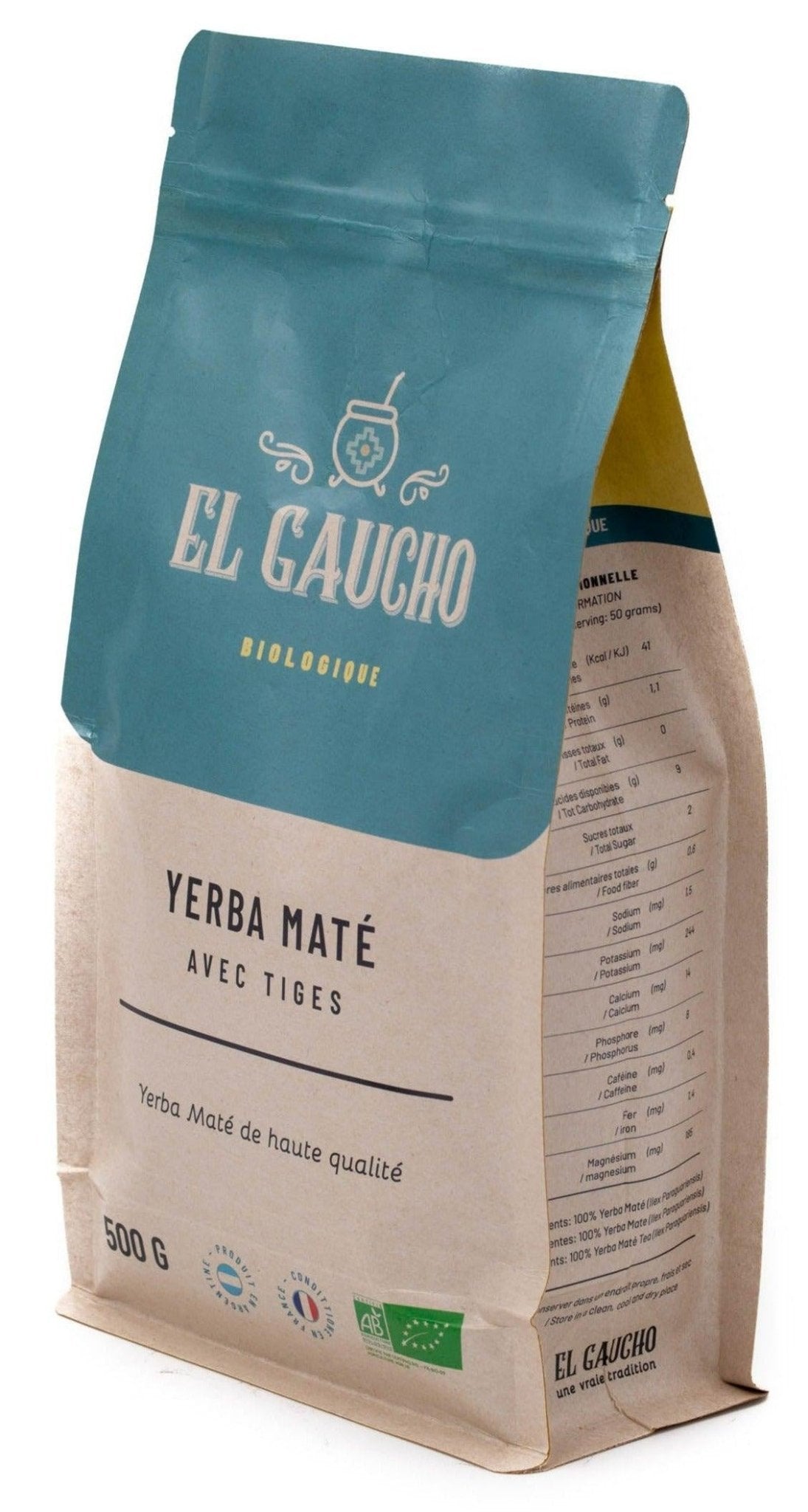 El Gaucho (FR - BIO - 09) - Yerba Maté D'argentine 500g - El Gaucho une vraie tradition