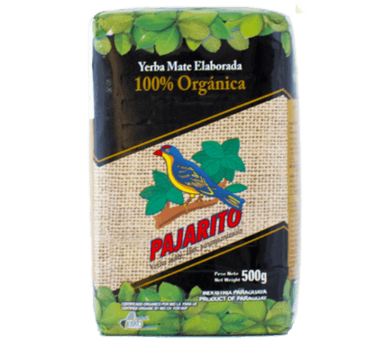 Paquet de yerba mate Pajarito Orgánica 500g, yerba mate biologique paraguayenne certifiée avec emballage papier kraft écologique